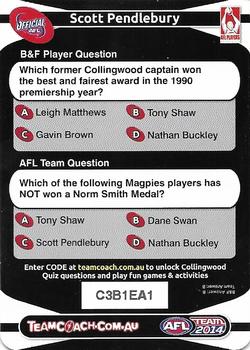 2014 Team Zone AFL Team - Best & Fairest Quiz (Herald Sun) #4 Scott Pendlebury Back
